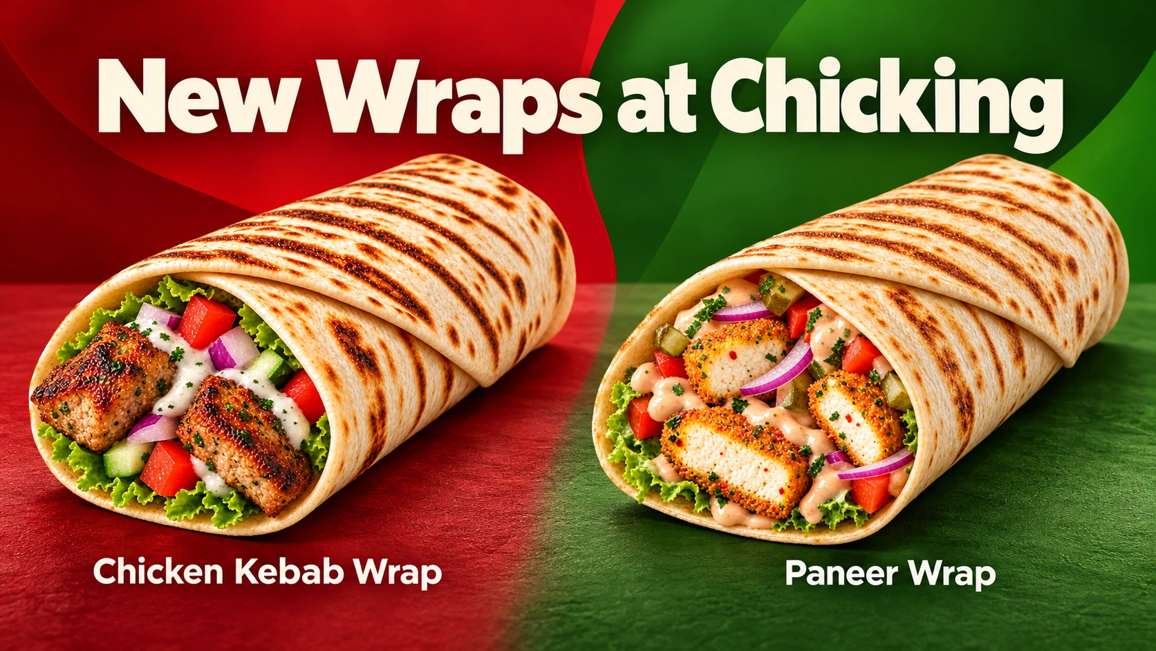 New Kebab Wrap, and Paneer Wrap